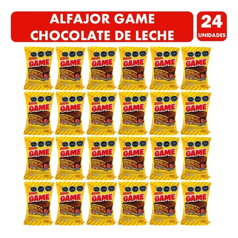 Alfajor Game De Chocolate Con Leche Caja X24 Unidades