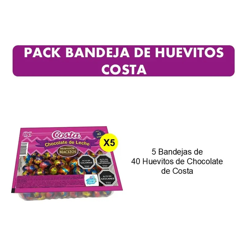 Huevitos De Chocolate Costa (pack 5 Bandejas De 40 Unidades)