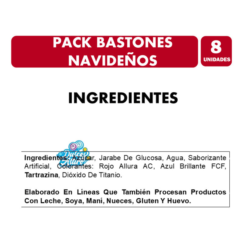 Bastones Dulces Navideños - Especial Para Colgar (pack 8 U)