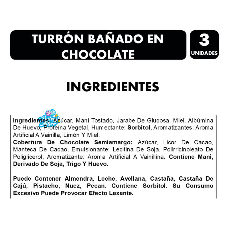 Turrón De Maní Bañado En Chocolate De Valentte (pack 3 Uni)