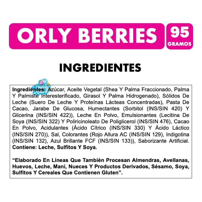 Chocolate Orly Berries De Ambrosoli (barra 95 Gramos)