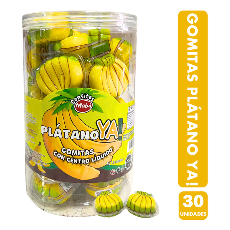 Gomitas Con Forma De Plátano - Plátano Ya (pote Con 30 Uni)
