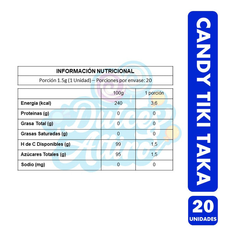 Caramelos Tikitaka - Libre De Azúcar (caja Con 20 Uni)