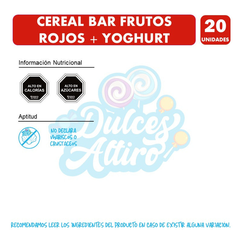 Cerealbar Frutos Rojos Y Yoghurt Para Colación(caja Con 20u)