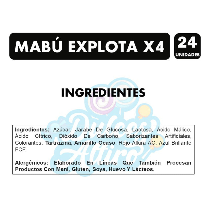 Caramelos Paleta Sabores Frutales-mabu(caja Con 24unidades)