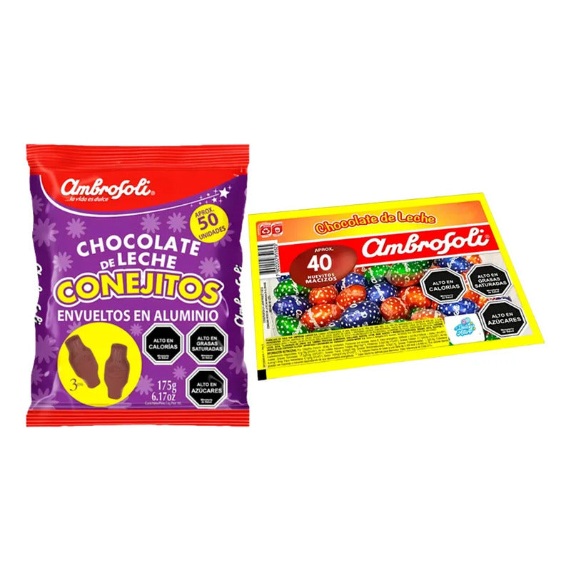 Pack Huevitos De Pascua De Chocolate + Conejitos Ambrosoli