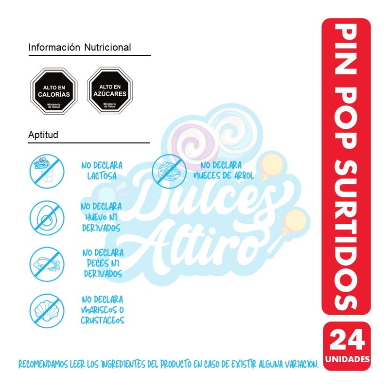 Caramelo Pin Pop Surtidos Bolsa Con 24 Coyacks