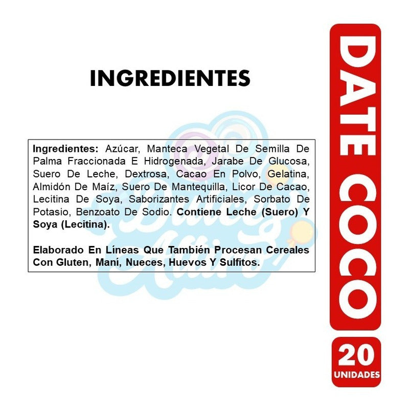 Date Rojo Sabor Coco - Marshmallows Bañados (caja Con 20 Un)