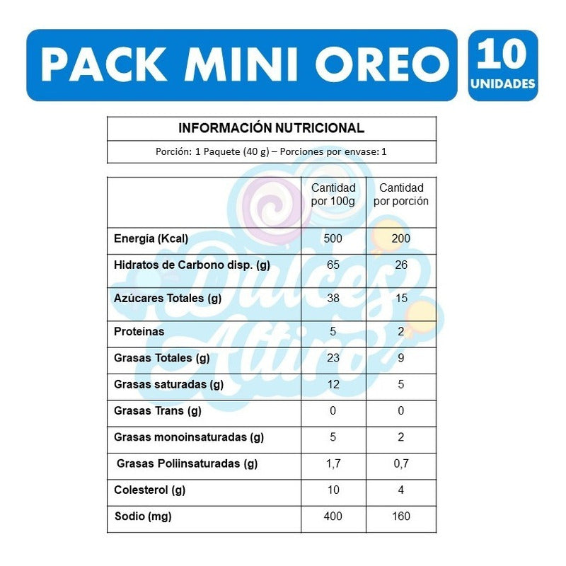 Galletas Mini Oreo, (para Colación) - Pack De 10 Unidades.