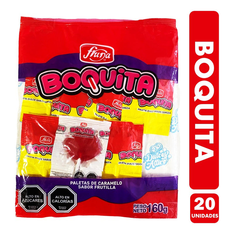 Paletas Boquita De Fruna - Sabor Frutilla (20 Unidades)