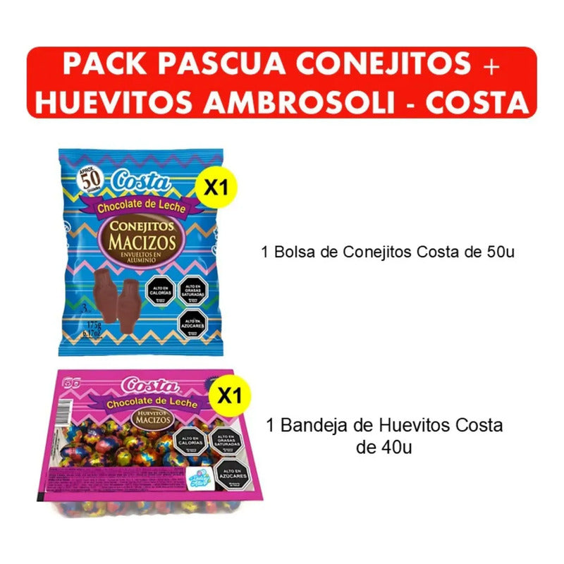 Pack De Pascua Conejitos + Huevitos Ambrosoli Y Costa