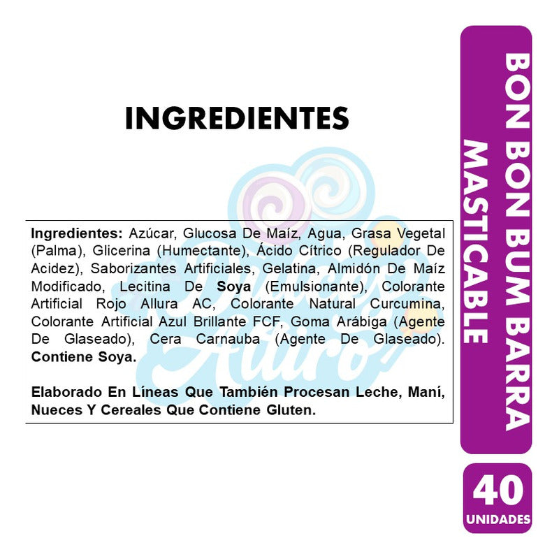Masticables Bon Bon Bum Sabores Surtidos (bolsa Con 40 Uni)