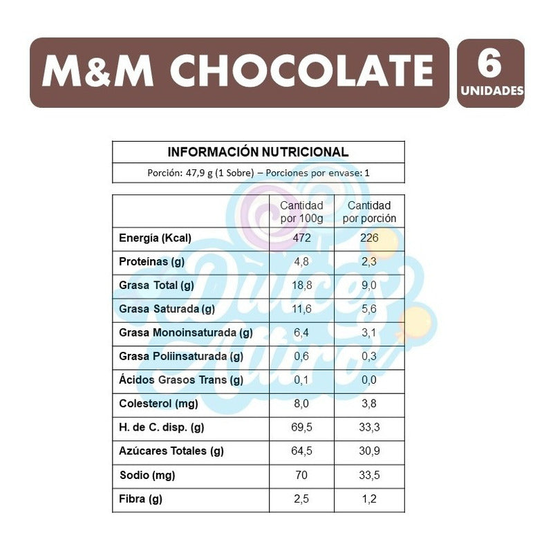 Chocolate M&m Clásico (pack De 6 Unidades)