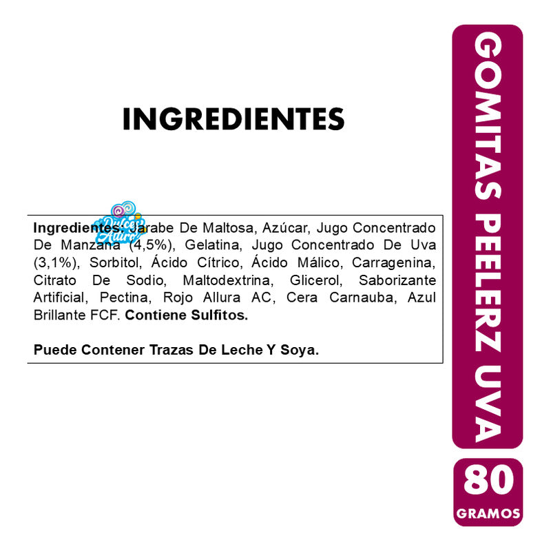 Gomitas Virales Peelerz Sabor Uva Pelables Sin Gluten