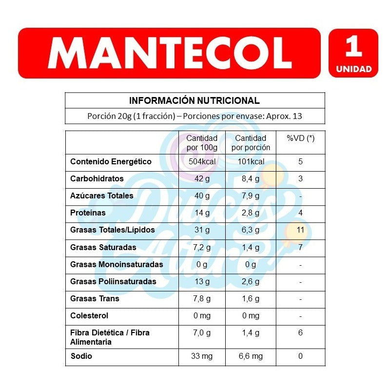 Barra De Mantecol 250 Grs - Libre De Gluten