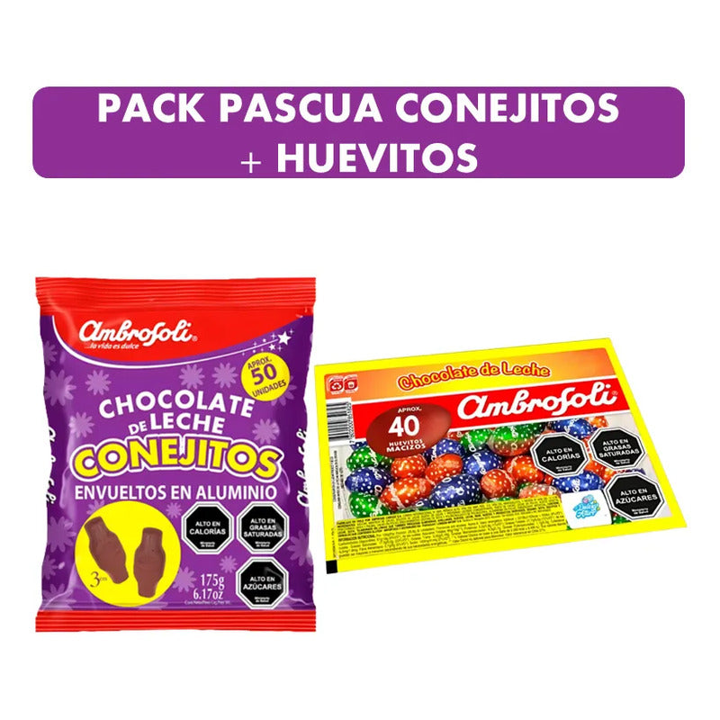 Pack Huevitos De Pascua De Chocolate + Conejitos Ambrosoli