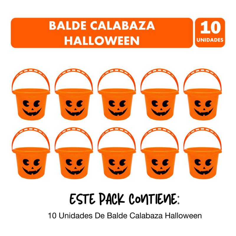 Baldes Para Halloween  Pack Conveniente 10 Unidades Naranja