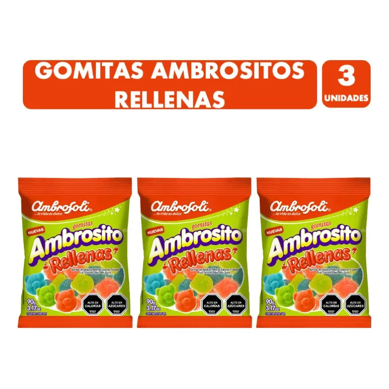 Gomitas Ambrosito Rellenas Sabor Frutal De Ambrosoli (3 Uni)