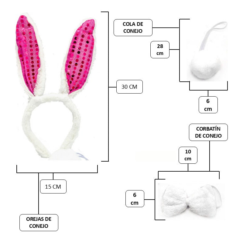 Pack Orejas/corbatín Lentejuelas De Pascua Paraniñas(pack6u)