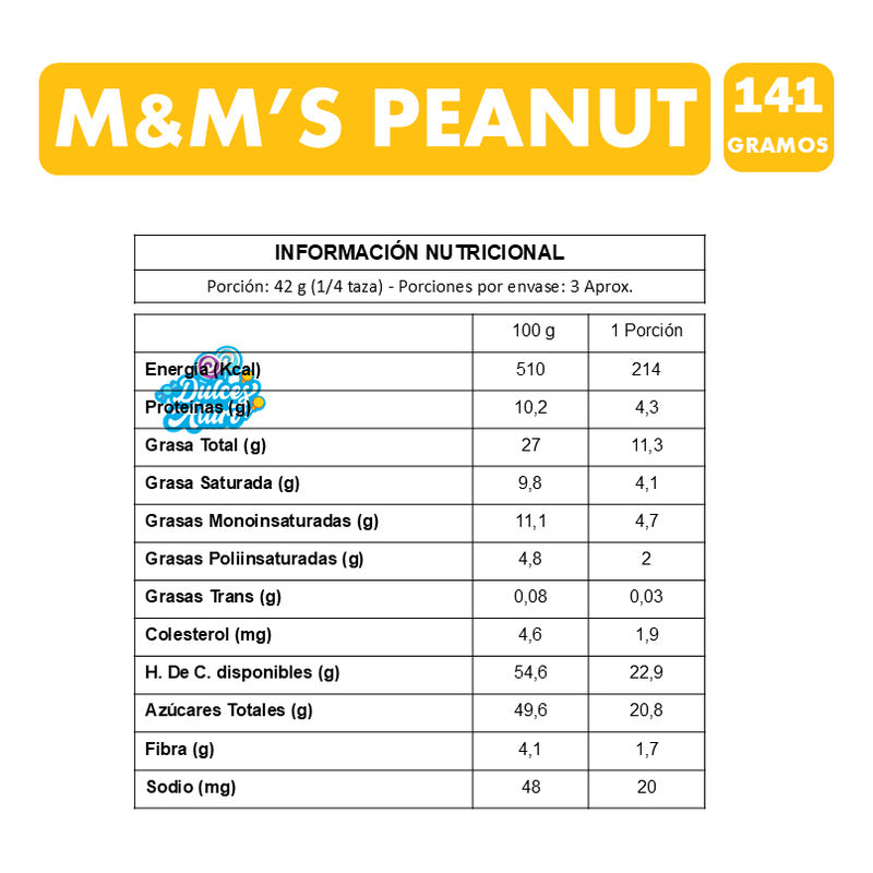M&m Maní Importado Mars (bolsa Amarilla Con 141,8 Gramos)