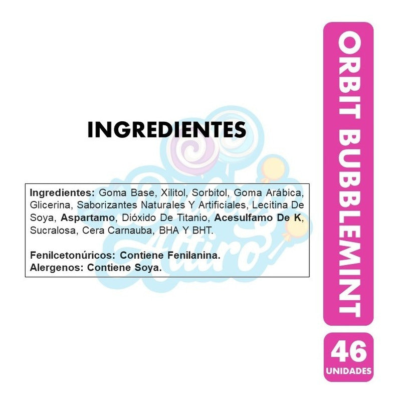 Chicles Orbit, Sabor A Fruta Y Menta (frasco Con 46unidades)