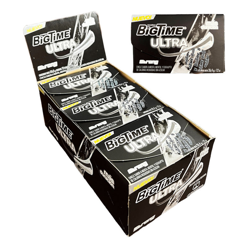 Chicle Bigtime Ultra Strong Sin Azúcar (display 12 Unidades)