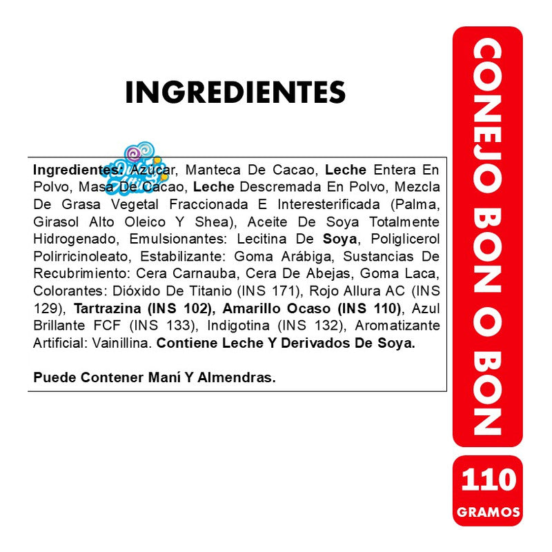 Conejo De Chocolate Bon O Bon - Especial Pascua (110 Gramos)