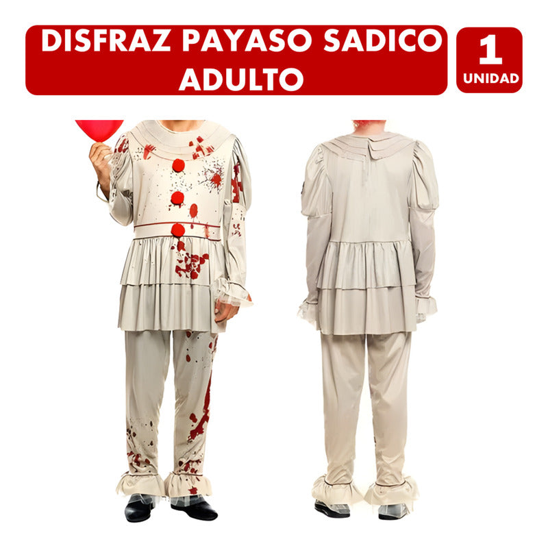 Disfraz Payaso Sádico Adulto Especial Noche De Halloween Caqui S