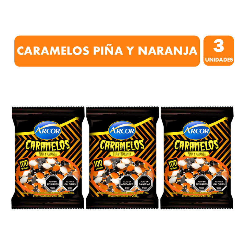 Dulces Para Halloween - Caramelos Piña Y Naranja (pack 3un)