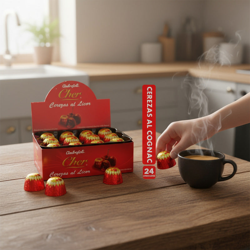 Bombones Cerezas Al Cognac  (display Con 24 Bombones)