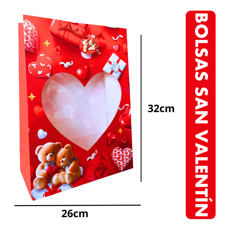 Bolsa De Regalo Diseño Corazón Ventana - 26x32cm - Unitario Surtidos Bolsa De Regalo Diseño Corazón Ventana