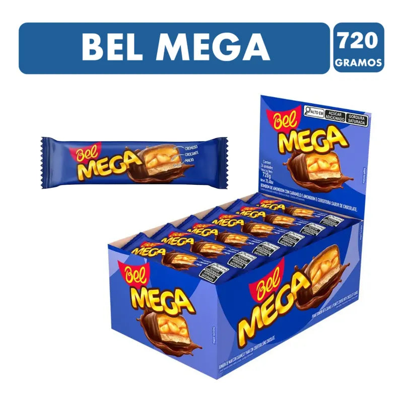 Chocolate Bel Mega Barra De Maní Y Caramelo (24 Unidades)