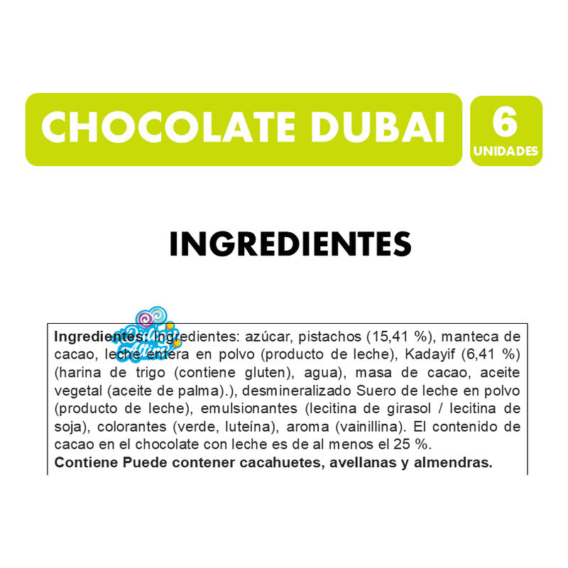 Chocolates Dubai Viral De Pistacho Por Mayor (caja De 6 Un)