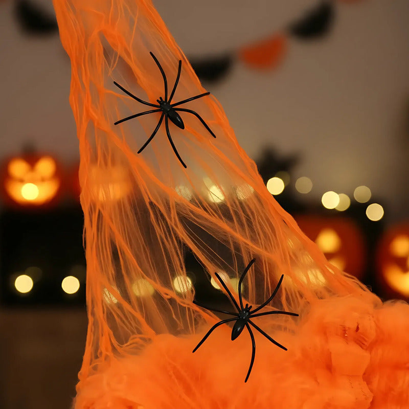 Telaraña Naranja Decorativa Halloween Por Mayor-pack De 120u