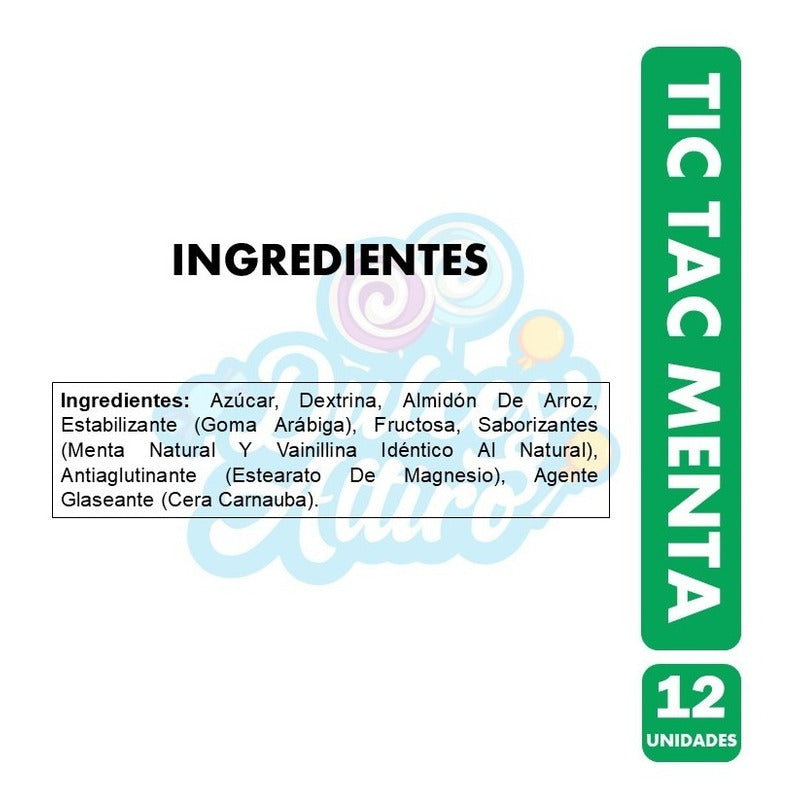 Tic Tac Menta - Sabor Tradicional (caja Con 12 Unidades)