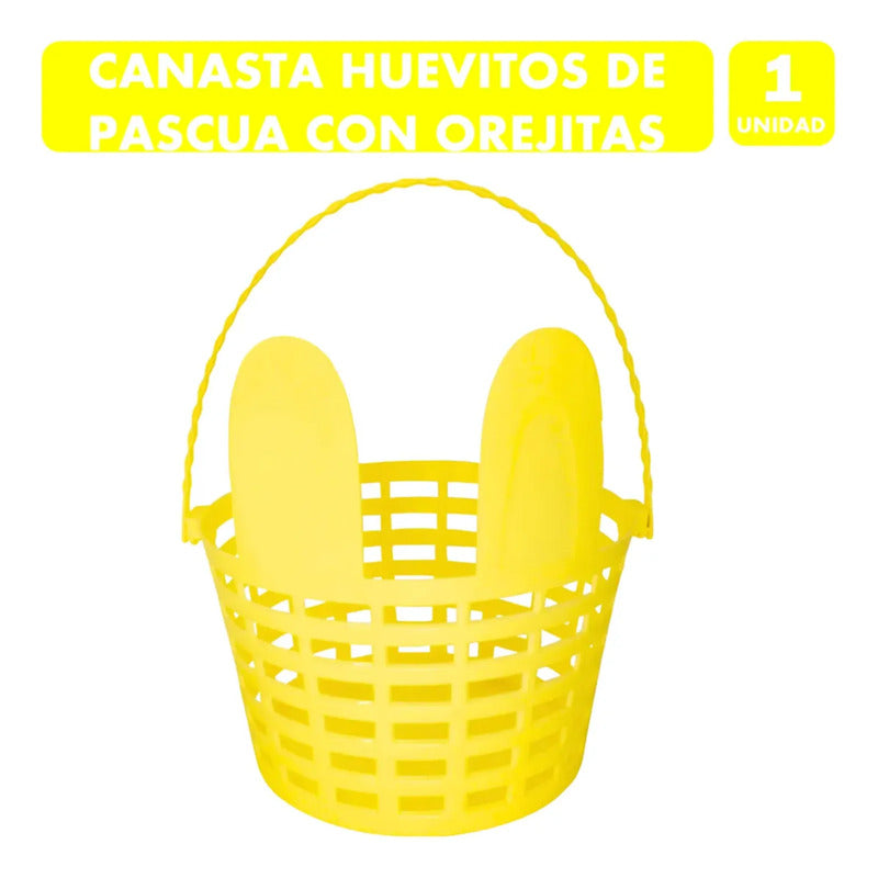 Canasta Para Huevitos De Pascua Con Orejitas - Color Amarill