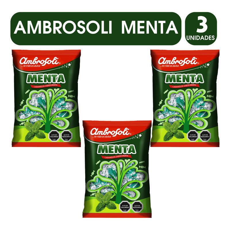 Caramelo Menta Ambrosoli (pack De 3 Bolsas De 100un C/u)