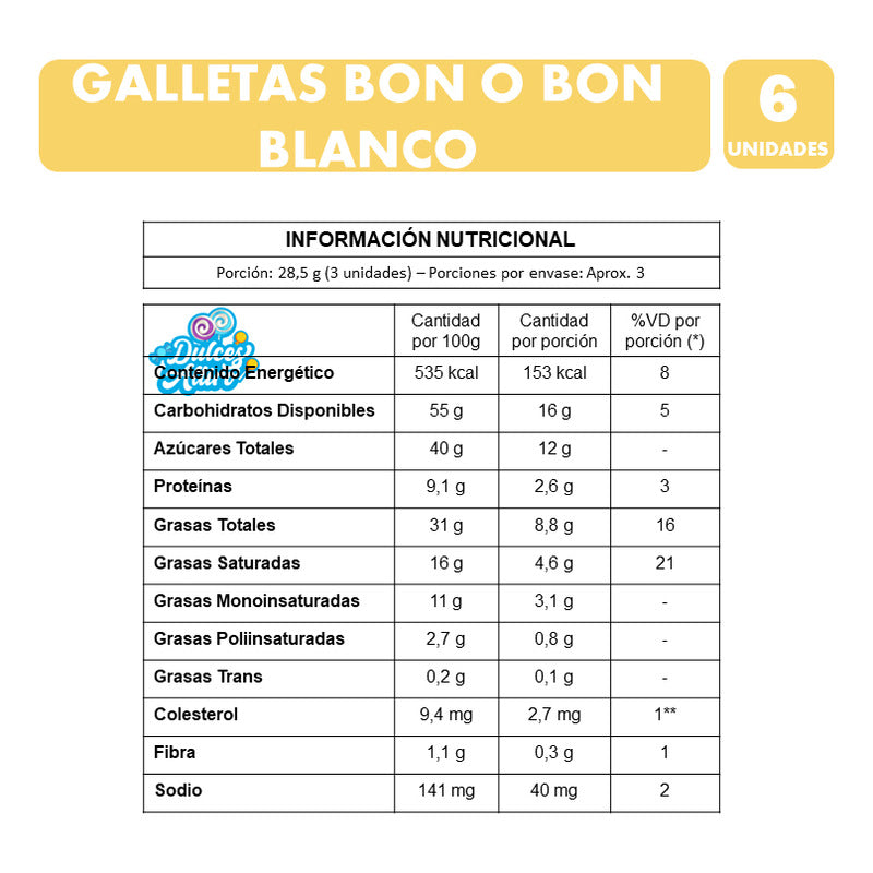 Galletas Bon O Bon Blanco De Arcor (pack De 6 Unidades)