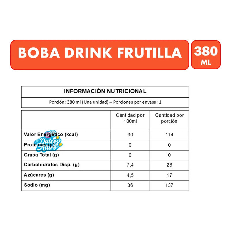 Boba Drink Bebida Con Pelotitas Explosivas - Sabor Frutilla