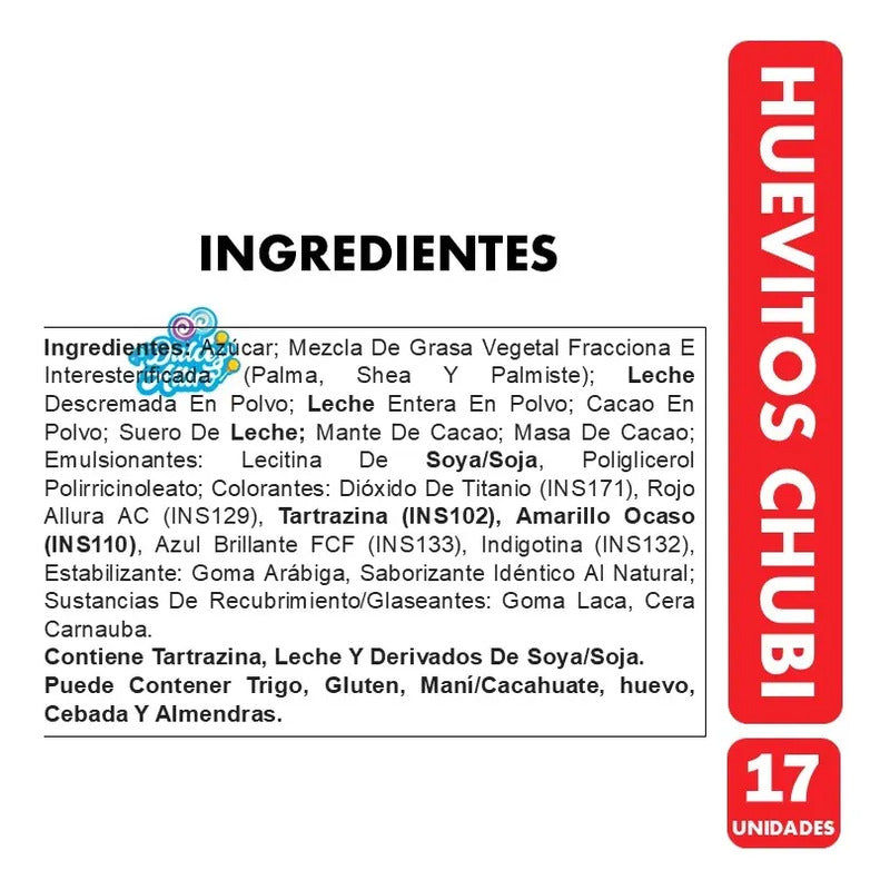 Huevitos De Pascua Con Confites Chubi (bandeja 17 Unidades)