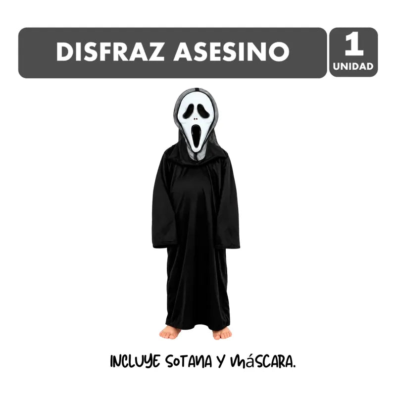 Disfraz De Asesino Especial Halloween (escoge Tu Talla) Negro 7-9