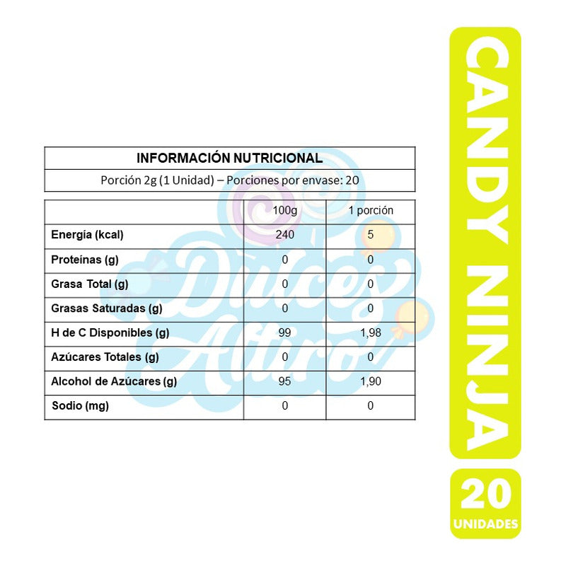 Candy Ninja Sabores Surtidos-libre De Azúcar (caja Con 20un)