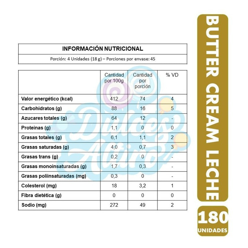 Caramelo Butter Cream Leche Arcor (bolsa 180 Unidades)