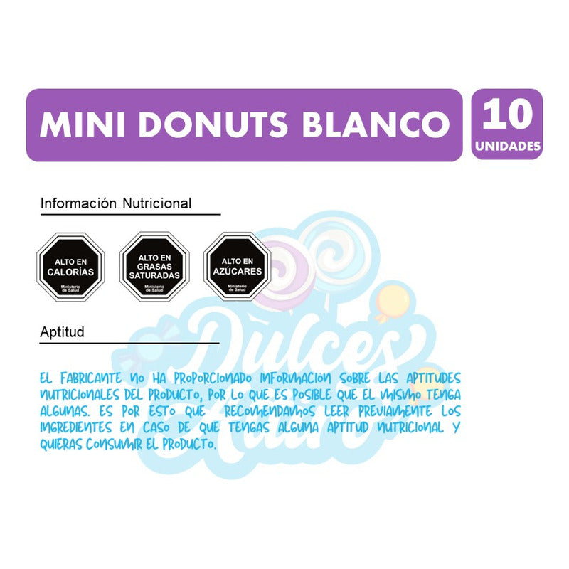 Mini Donuts Chocolate Blanco Para Colación (pack Con 10 Uni)