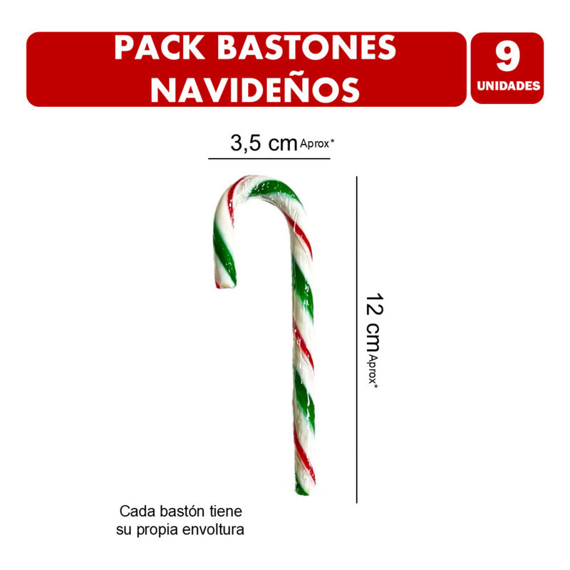 Bastoncitos Navideños Para Colgar - Pack Con 9 Unidades