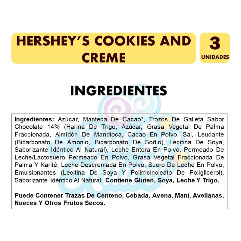 Hershey´s Barra De Chocolate Cookies And Creme (pack Con 3u)