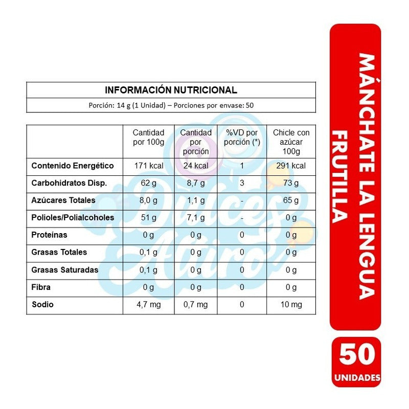 Arcor Mánchate La Lengua Sabor Frutilla(display 50 Unidades)