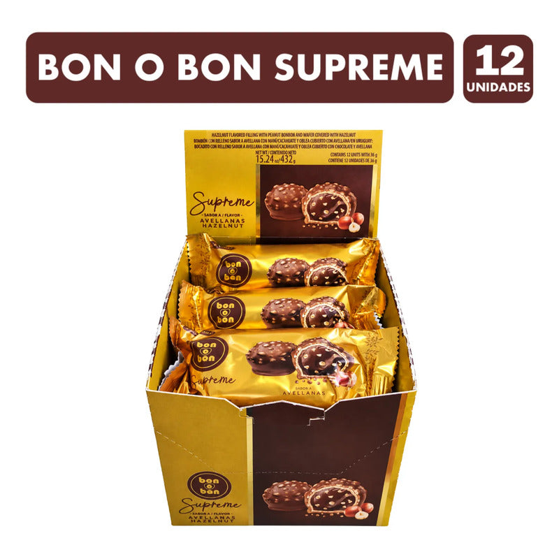 Bombones Bon O Bon Supreme Avellanas Caja 12 Unidades