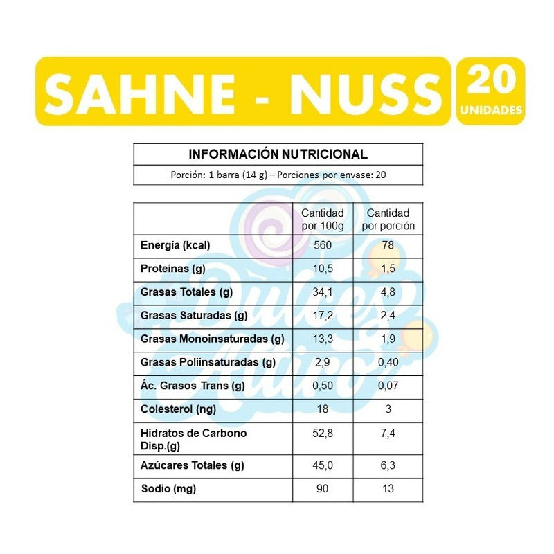 Chocolate Nestlé Sahne-nuss (contiene 20 Unidades)