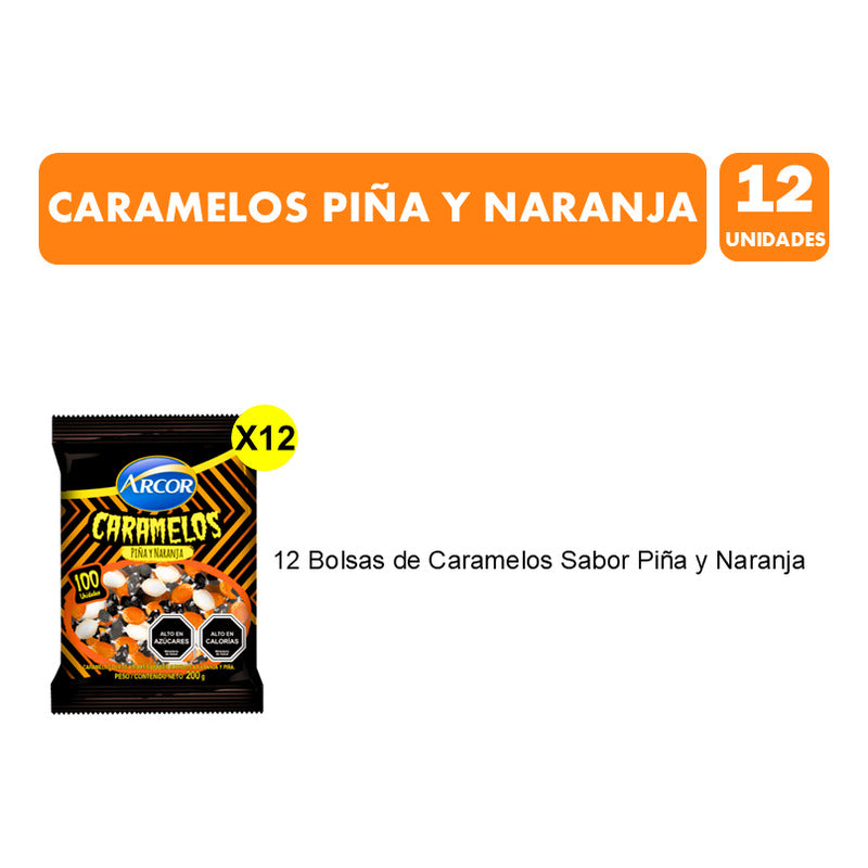 Dulces Para Halloween - Caramelos Piña Y Naranja (pack 12un)